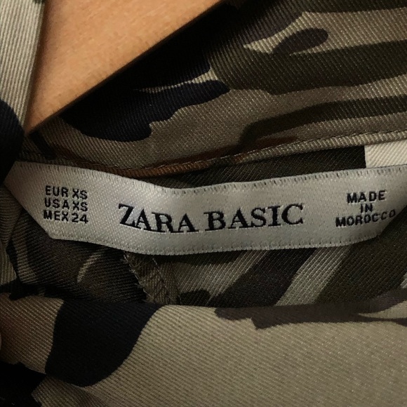 ZARA camouflage floral print long sleeve pullover top hem band oversized XS - Picture 9 of 12